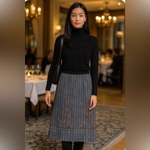 Unique Handmade Japanese theme embroidered maxi skirt,hook&bar, hidden zip back.